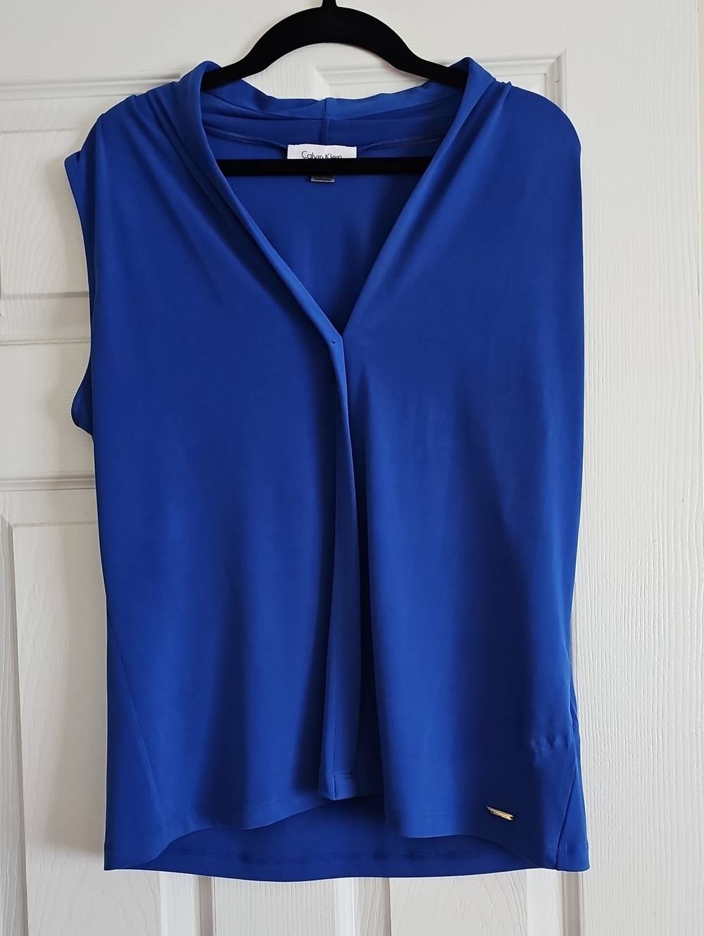 Calvin Klein Royal Blue Sleeveless V-Neck Draped Camisole